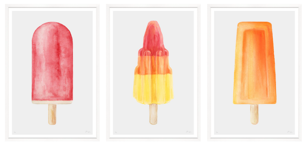 Art in White Frame "Icecream" Triptique - 47x58cm each