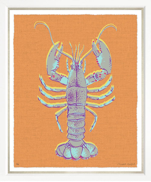 Art in White Frame Linen "Aruba Lobster" 51x62cm