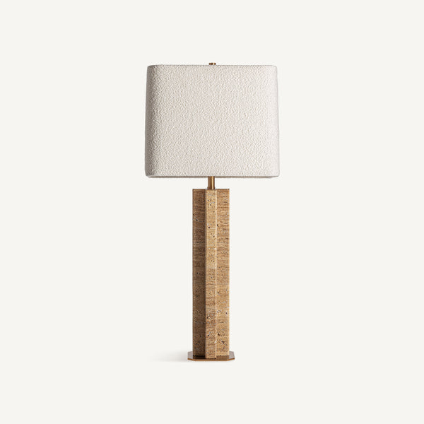 Lamp Cross Travertine with White Shade 34x34x80cm