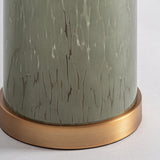 Lamp Sage Green Glass with Beige Linen Shade 40x40x67cm