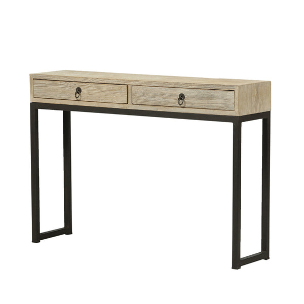 Console Natural Wood Black Legs 120x30x84cm