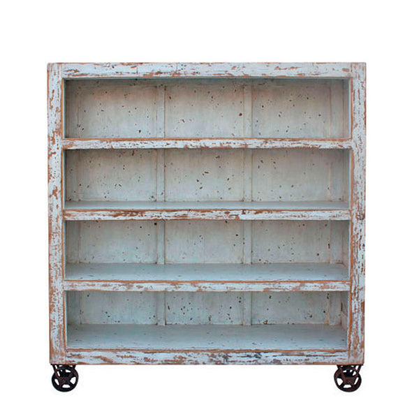 Shelving Unit with Wheels White Wood 170x190x45cm