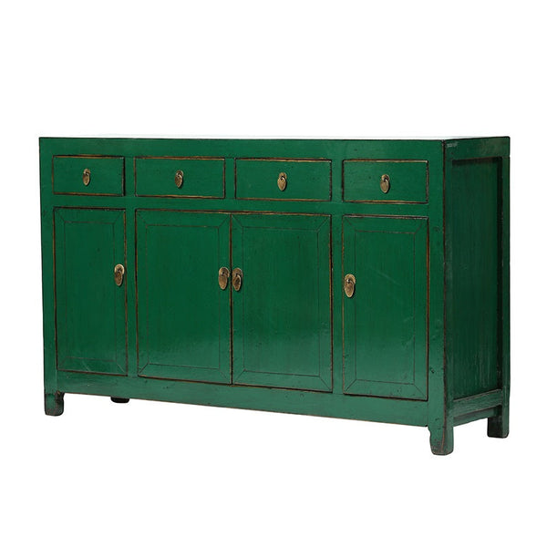 Sideboard Oriental Dark Green 4 Drawers 4 Doors 155x40x95cm