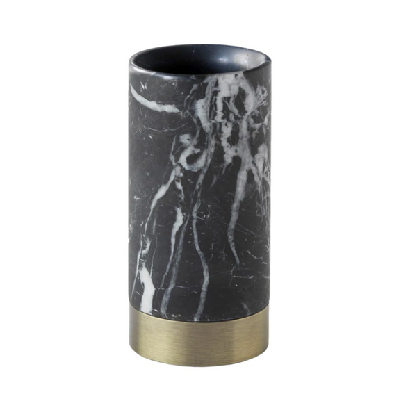 Toothbrush Holder Nero Black Marble Bronze 6x13cm