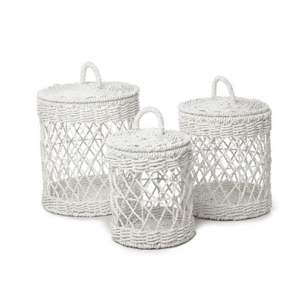 Basket Ketba White Set of 2 Round