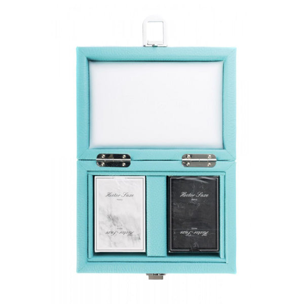 Luxury Handmade Cards Set - Blue Bettle- Buffalo  Leather 19x12cm