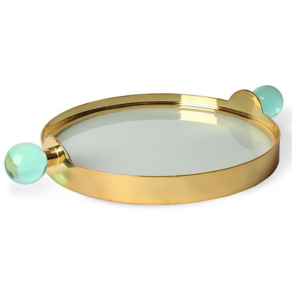 Tray Globo by Jonathan Adler - Brass/Green Lucite