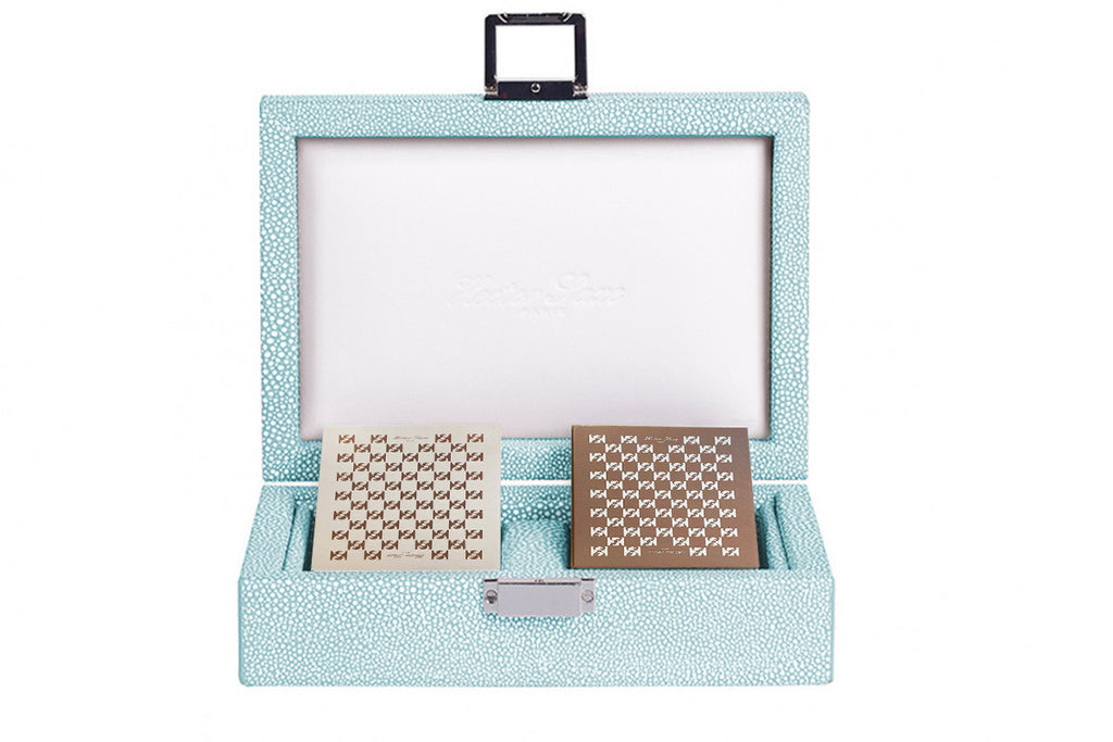 Luxury Handmade Cards Set - Turquoise - Shagreen 18x12.3cm