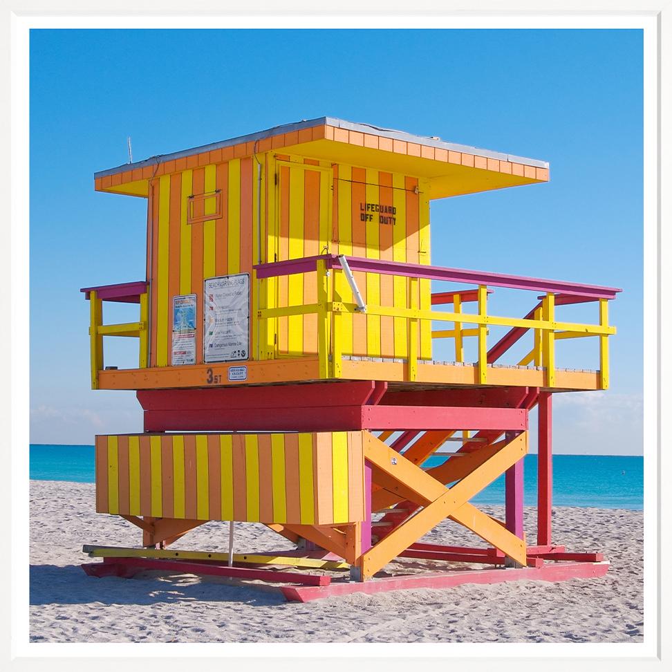 Art in White Frame "Miami Beach Lifeguard Tower VIII" 71x71cm