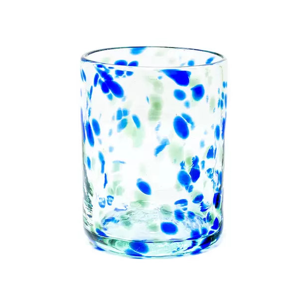 Glass Confetti Dots Blue Green - Set of 2