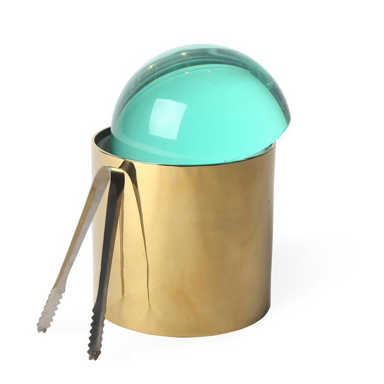 Ice Bucket Globo by Jonathan Adler - Brass/Green Lucite