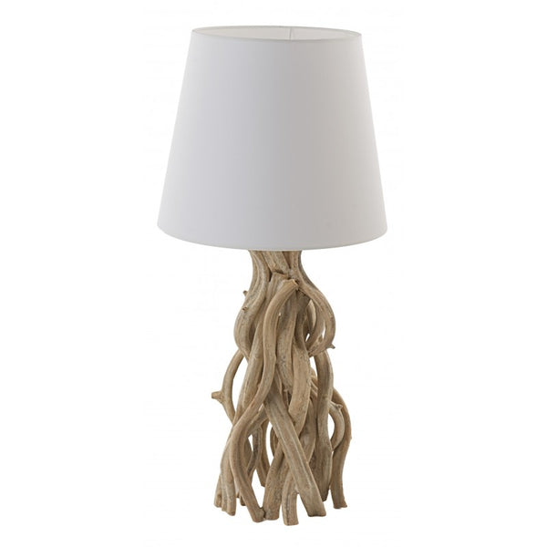 Lamp Magwe Driftwood with White Shade 35x35x75cm