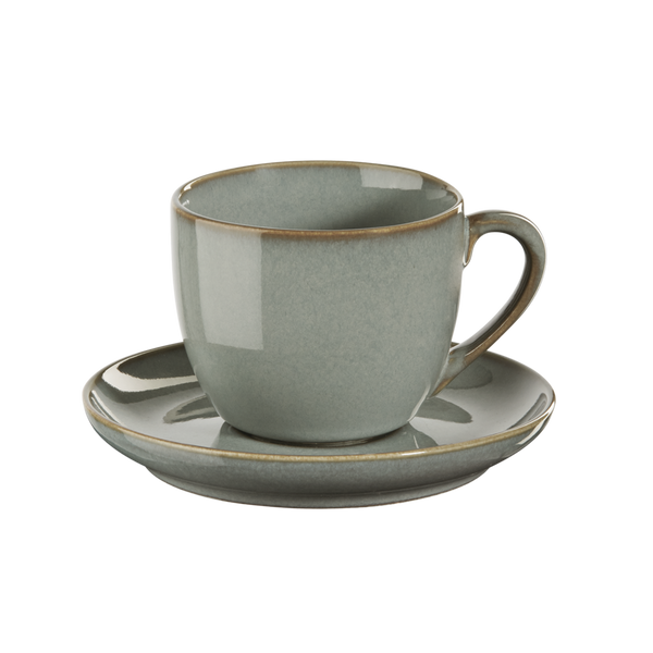 Espresso Cup and Saucer Saison Eucalyptus Green Ceramic - Set of 2