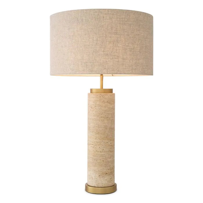 Lamp Lxry Travertine Marble Beige with Shade 45x45x75cm