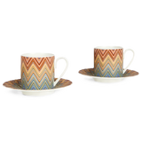 Missoni Espresso Cup and Saucer Jarris ZigZag Multi- Set of 2