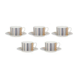 Missoni Tea/Coffee Cup and Saucer Jenkins Stripes - Set of 6