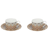 Missoni Tea/Coffee Cup and Saucer Jarris ZigZag Beige - Set of 2