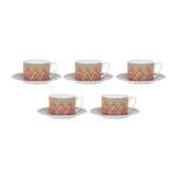 Missoni Tea/Coffee Cup and Saucer Jarris ZigZag Multi - Set of 6