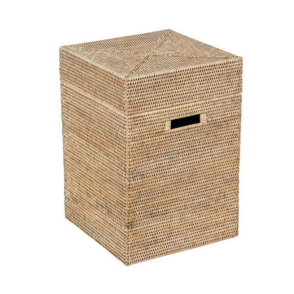 Laundry Basket Rattan Weave White 38x38x55cm