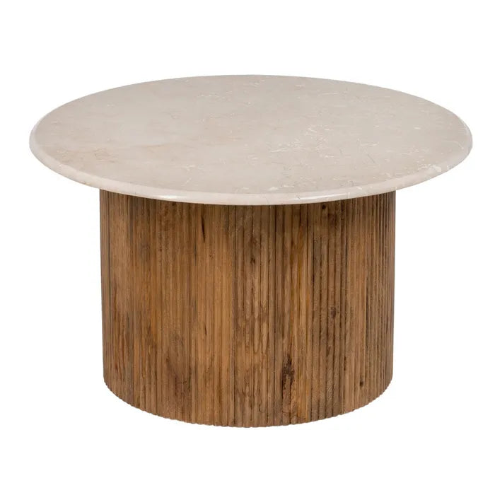 Side Table Marble Wood 76x76x45cm