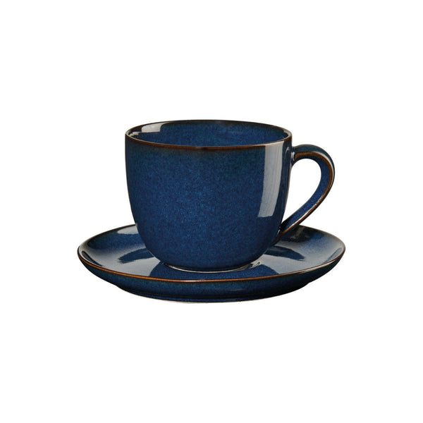 Coffee Cup and Saucer Saison Midnight Blue Ceramic - Set of 2