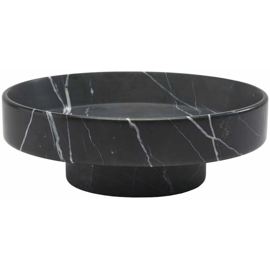 Tray Nero Pedestal Round Large Black Marble