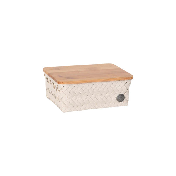 Box Basket Rectangular with Bamboo Cover 18x12x7cm