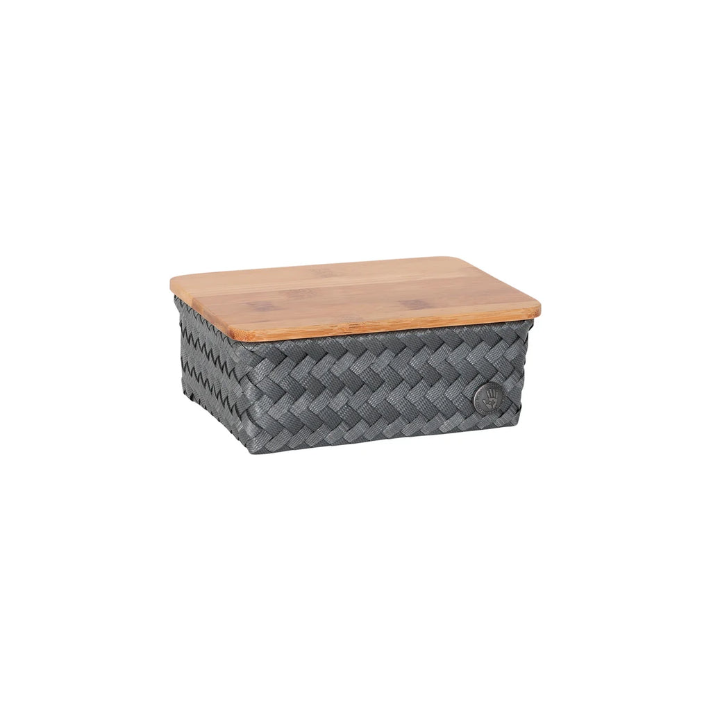 Box Basket Rectangular Eucalyptus with Bamboo Cover 18x12x7cm