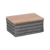 Box Basket Rectangular Medium with Bamboo Cover 24x18x11cm