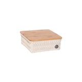 Basket square 18 with bamboo cover 18x18x7cm