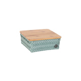 Basket square 18 with bamboo cover 18x18x7cm