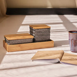 Box Basket Rectangular with Bamboo Cover 18x12x7cm