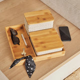 Basket square 18 with bamboo cover 18x18x7cm