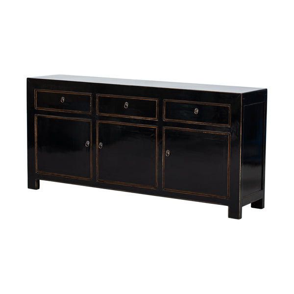 Sideboard Black 3 drawers 3 doors 180x40x85cm
