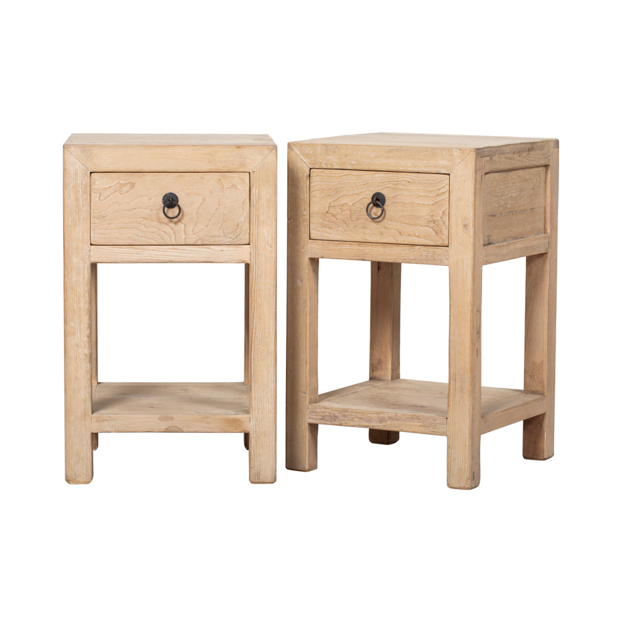 Bedside Tables Set of 2 Natural Wood 40x40x65cm