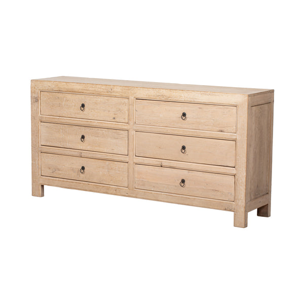 Sideboard Natural 6 drawers 180x40x90cm