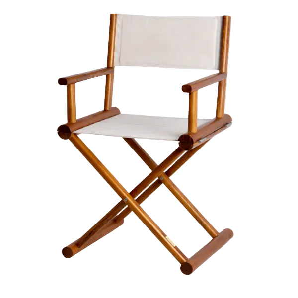 Folding Teak Director’s Chair + Waterproof Fabric – Beige