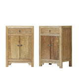 Bedside Table Cabinets Wood Natural 57x37x84cm - Set of 2