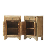 Bedside Table Cabinets Wood Natural 57x37x84cm - Set of 2