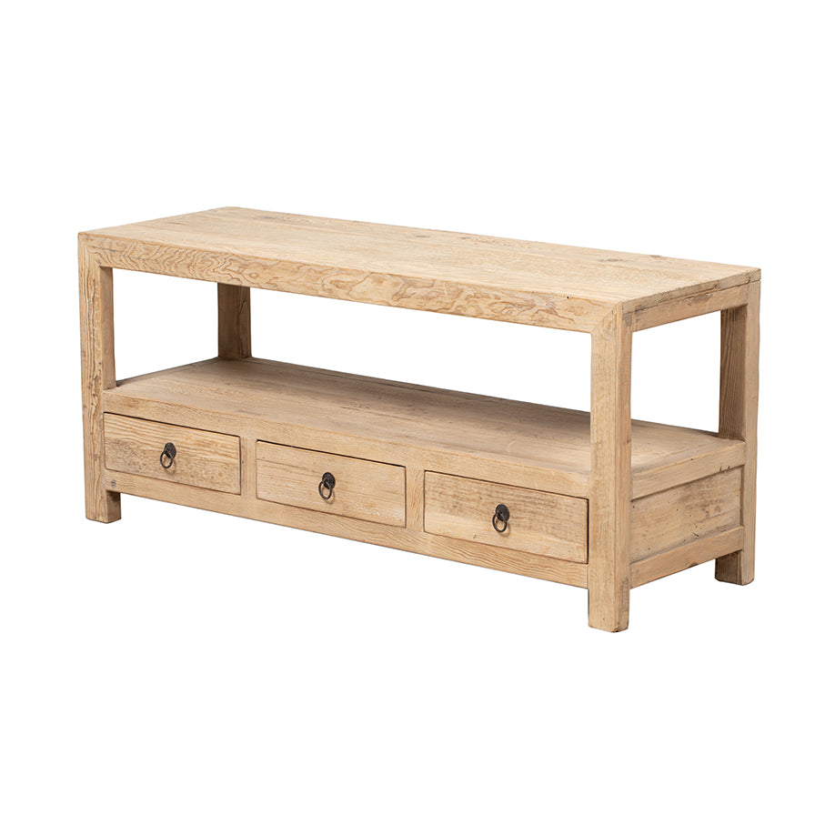 TV Unit Natural Wood 3 drawers 135x45x60cm