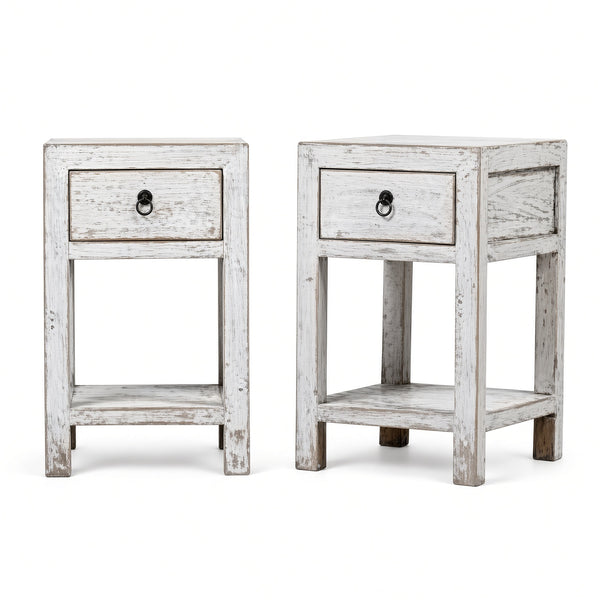 Bedside Tables Set of 2 White 40x40x65cm