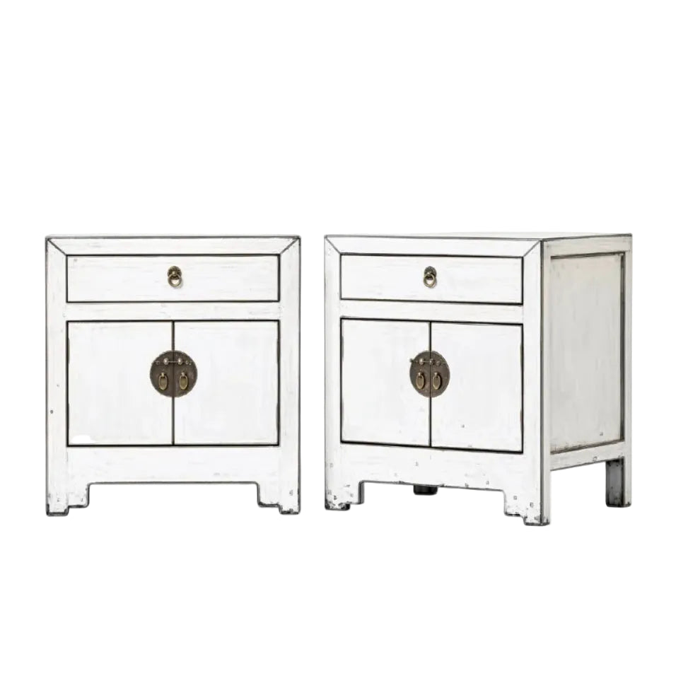 Bedside Tables Cabinets Set of 2 White 55x40x60cm