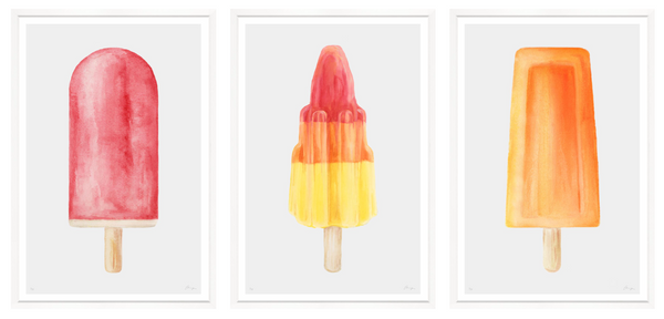 Art in White Frame "Icecream" Triptique - 47x58cm each