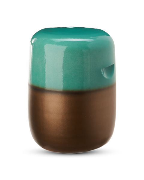 Side Table Pill Turquoise Gold Ceramic Ø34xH46,5cm