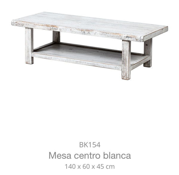 Coffee Table White Wash Wood 140x60x45cm