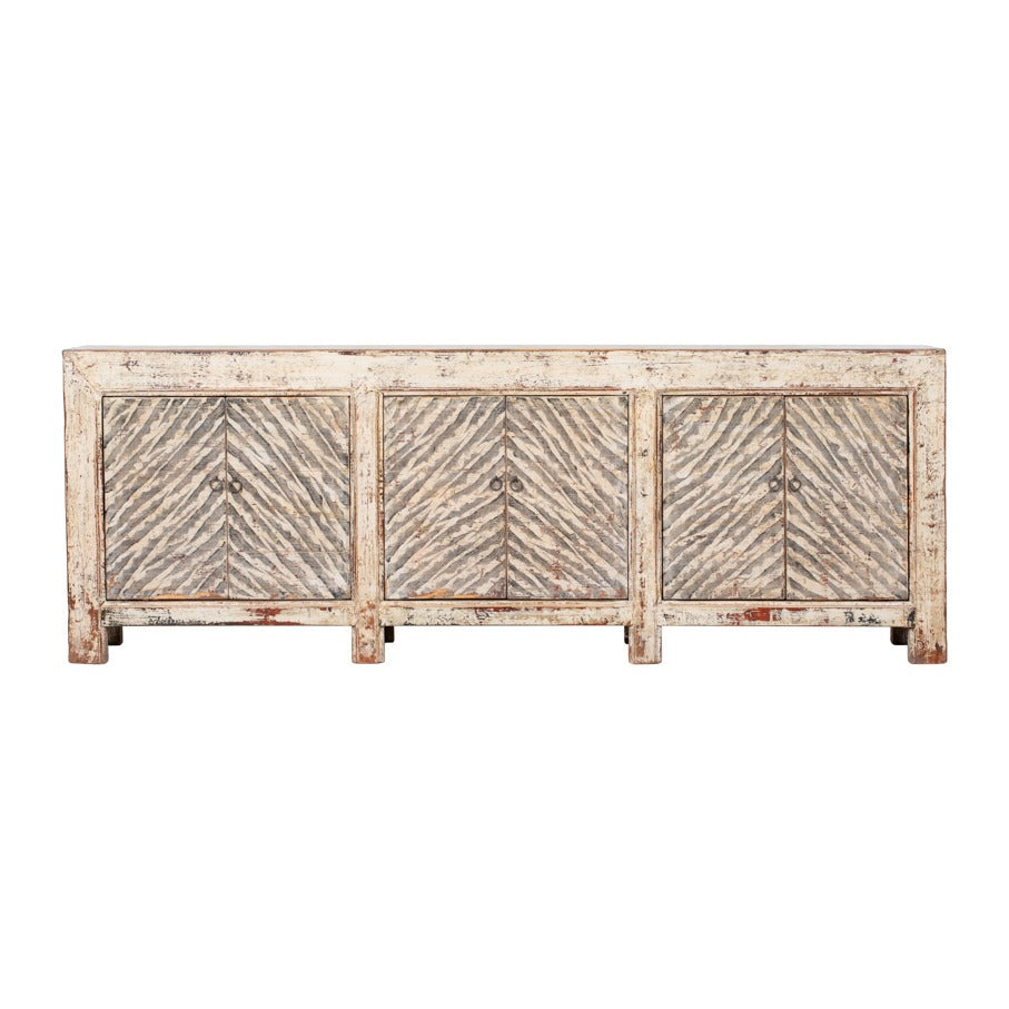 Sideboard Zebra Rustic Wood 6 Doors 250x45x90cm