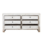 Sideboard White Wash 6 drawers 180x40x90cm
