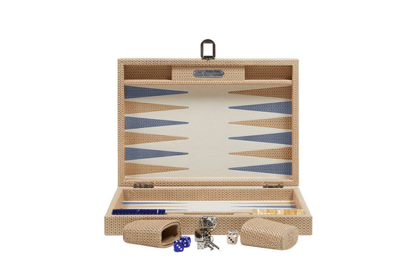 Luxury Handmade Backgammon Set - Medium- Chain Beige - 36x26cm
