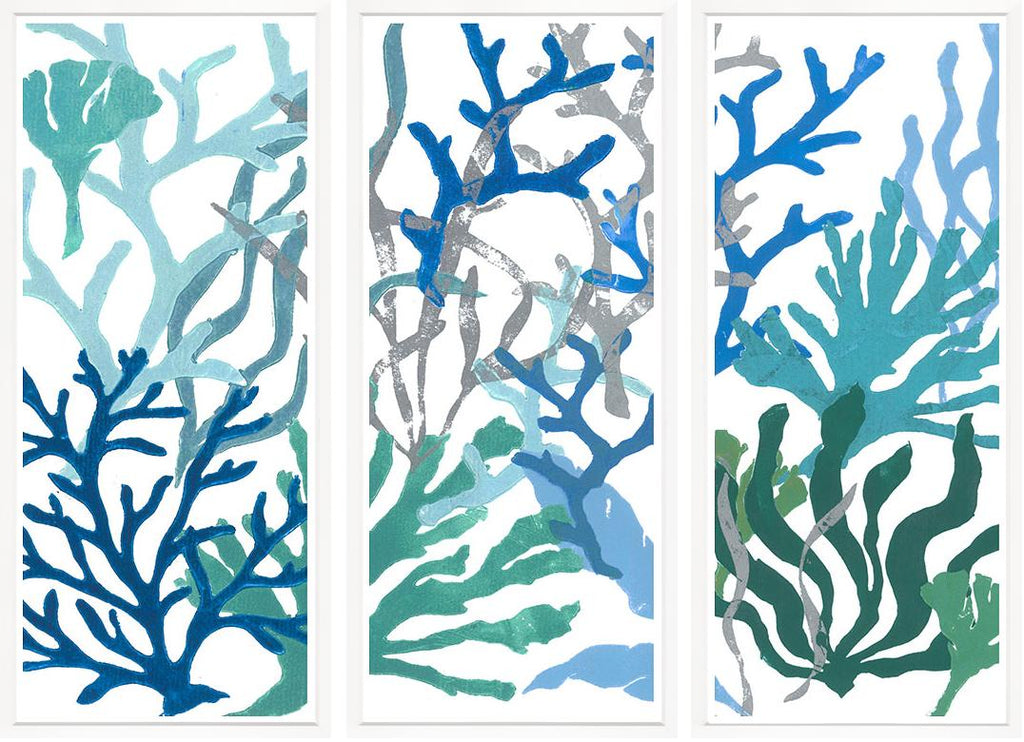 Art in White Frame "Corals " Triptyque 170x125cm