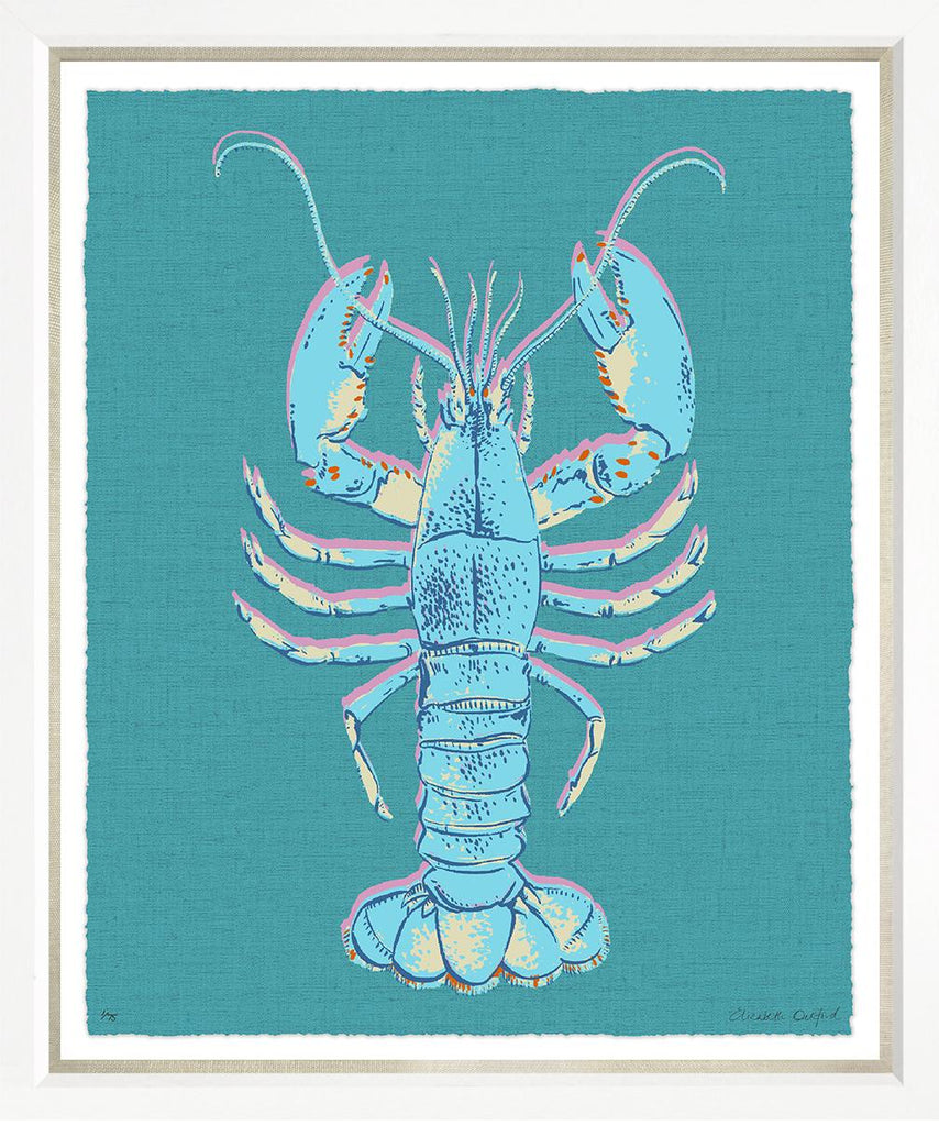 Art in White Frame Linen "Aruba Lobster" 51x62cm